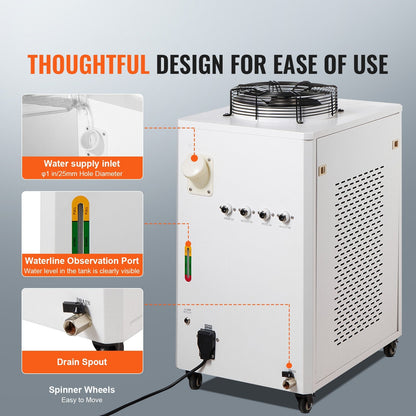 Industrial Water Chiller CW6000, 1500W, 15L Tank, 65 L/min Flow for Laser Machines