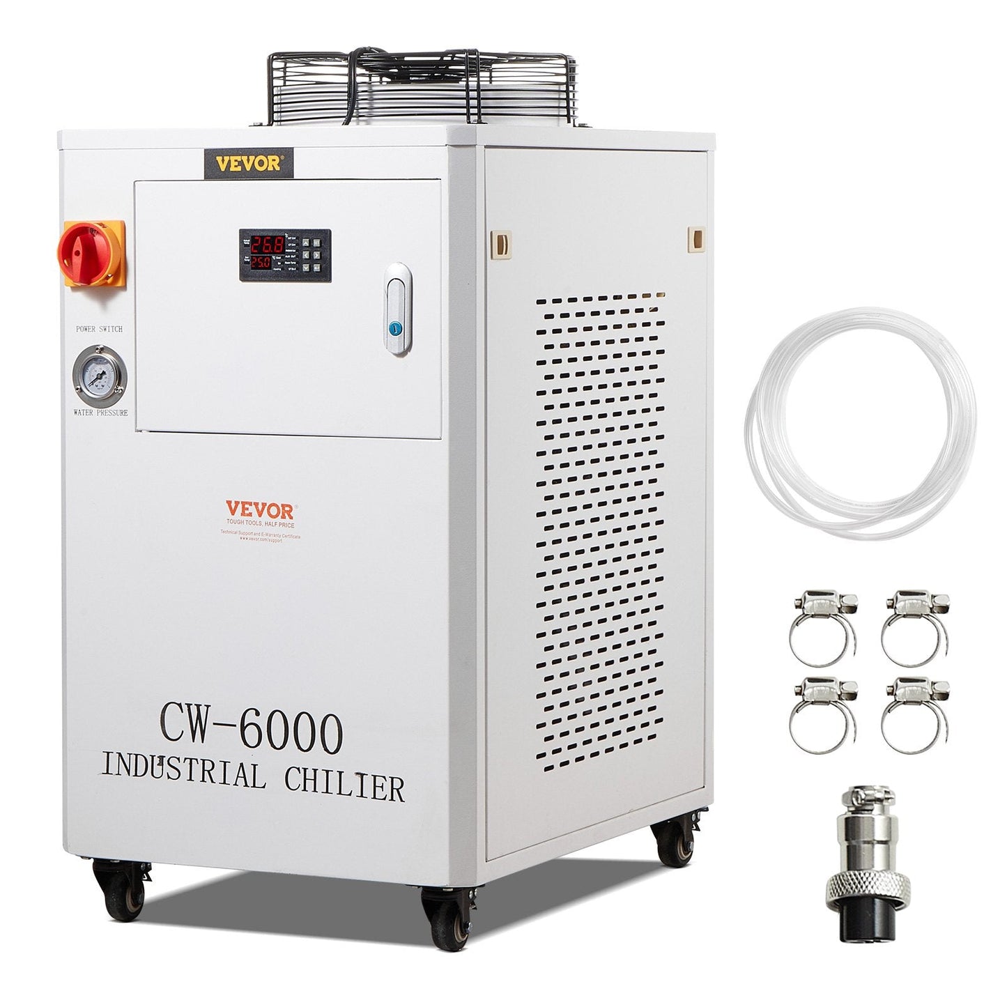 Industrial Water Chiller CW6000, 1500W, 15L Tank, 65 L/min Flow for Laser Machines