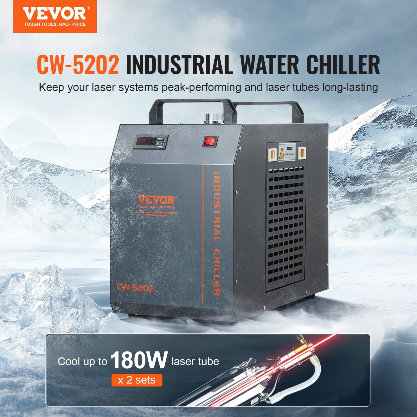 VEVOR Industrial Water Chiller, CW-5202, Industrial Water Cooler Cooling System