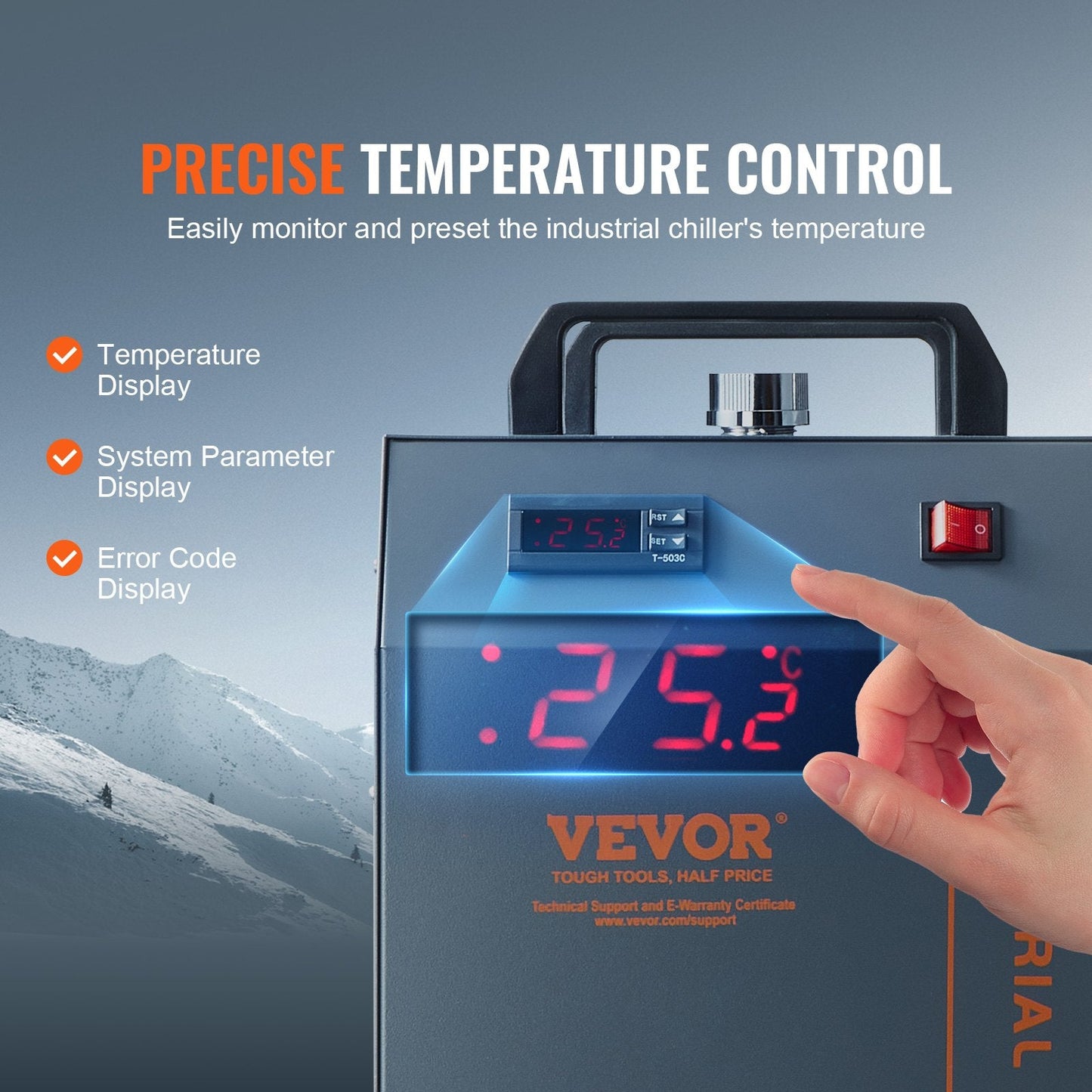 Industrial Water Chiller CW-5202, 7L Tank, 18 L/min Flow for Laser Engravers