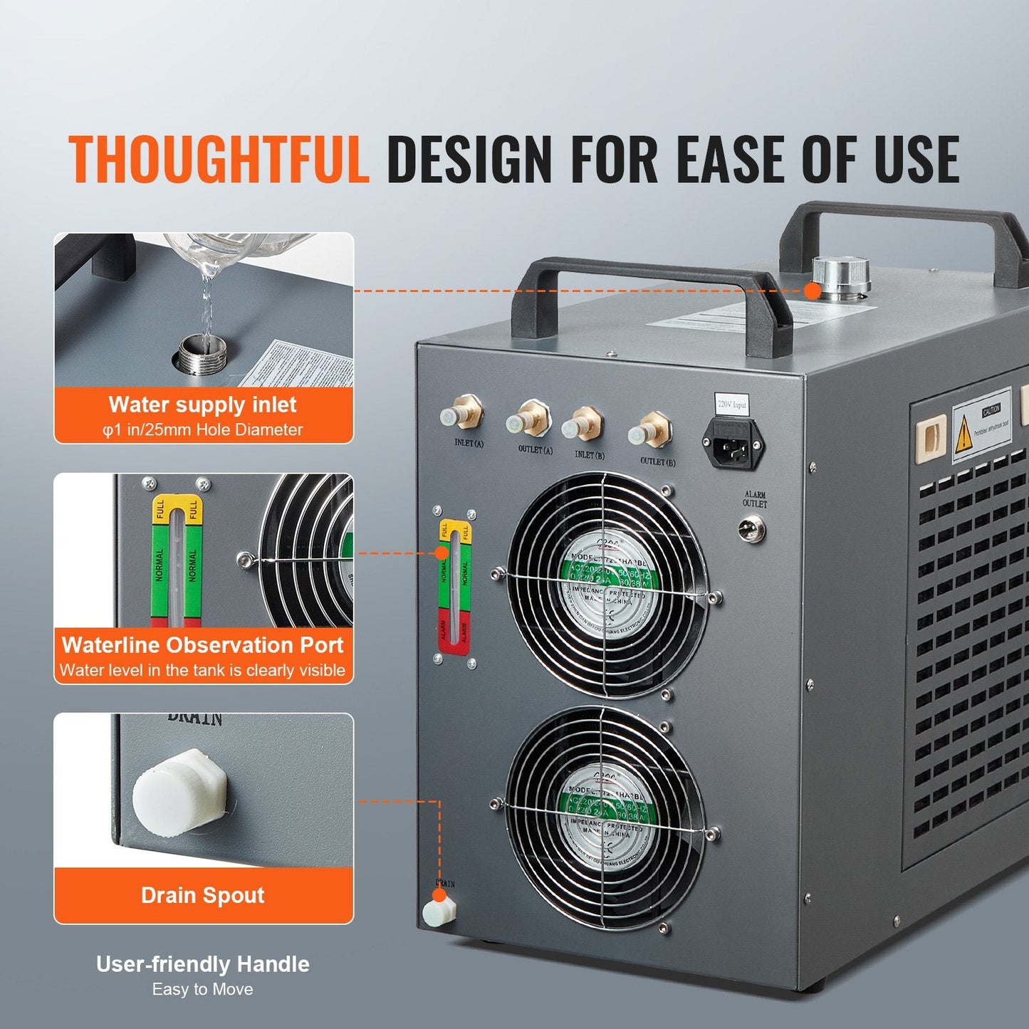 Industrial Water Chiller CW-5202, 7L Tank, 18 L/min Flow for Laser Engravers
