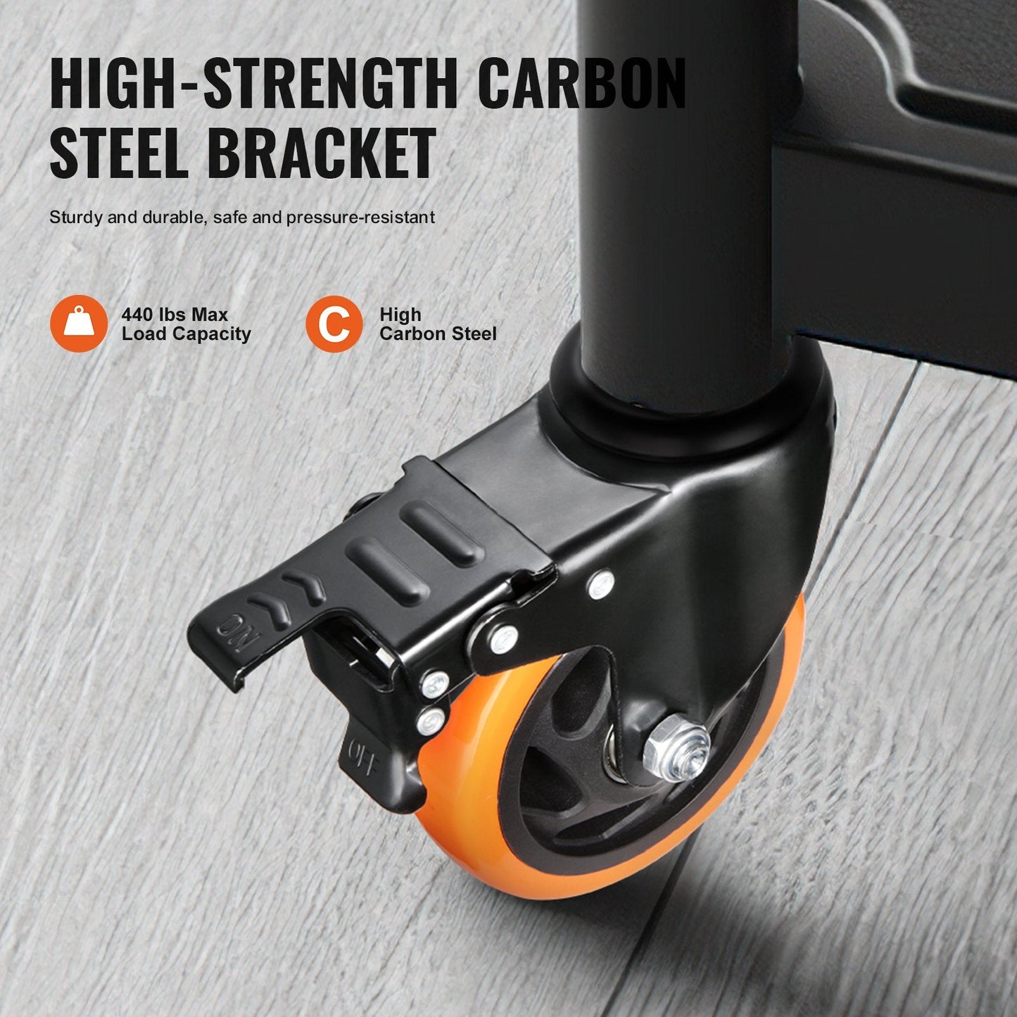 Heavy Duty 0.1 m Caster Wheels Set with Dual Locking, 200 kg Capacity