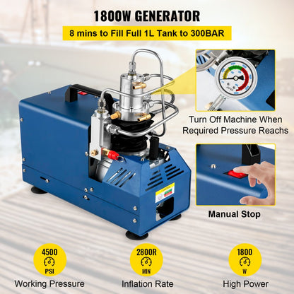 VEVOR High Pressure Compressor 4500PSI Air Rifle Compressor 220V for Paintball