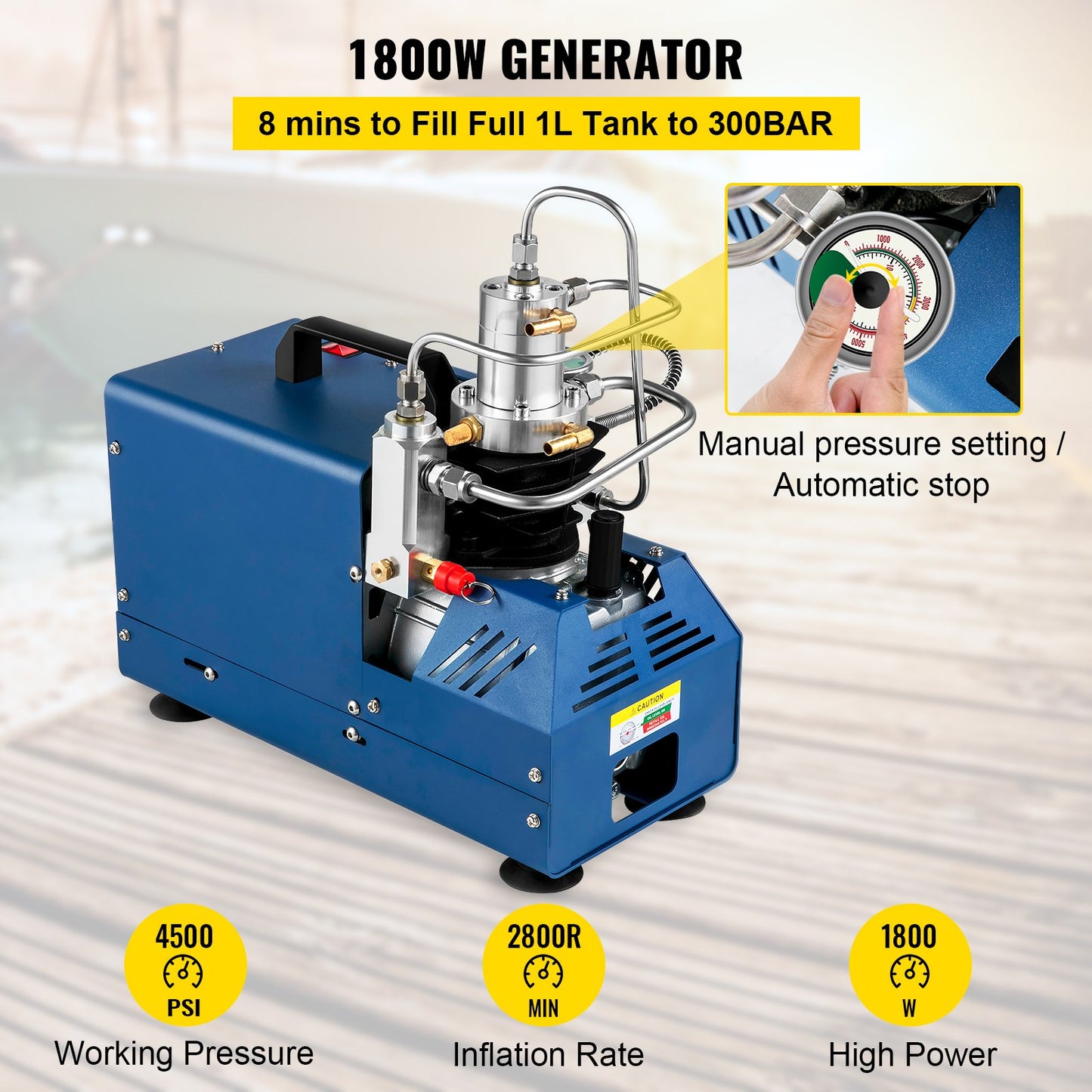 VEVOR High Pressure Compressor 4500PSI Air Rifle Compressor 220V for Paintball
