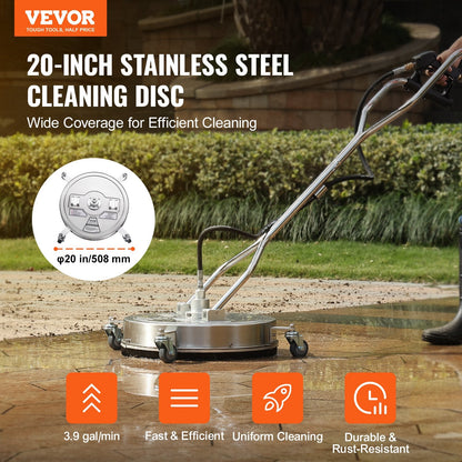 Stainless Steel 0.5m Pressure Washer Surface Cleaner with Handles & Wheels, 4500 PSI