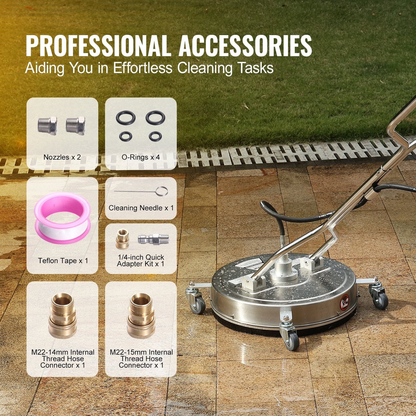 Stainless Steel 0.5m Pressure Washer Surface Cleaner with Handles & Wheels, 4500 PSI
