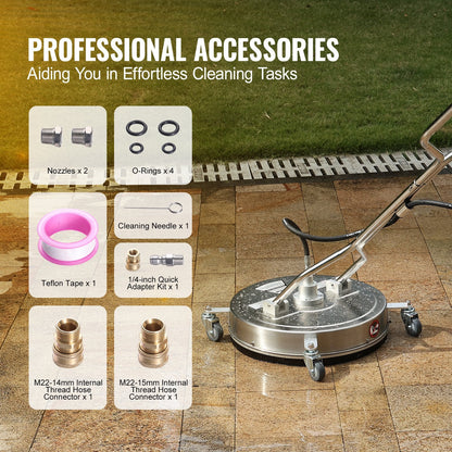 Stainless Steel 0.5m Pressure Washer Surface Cleaner with Handles & Wheels, 4500 PSI