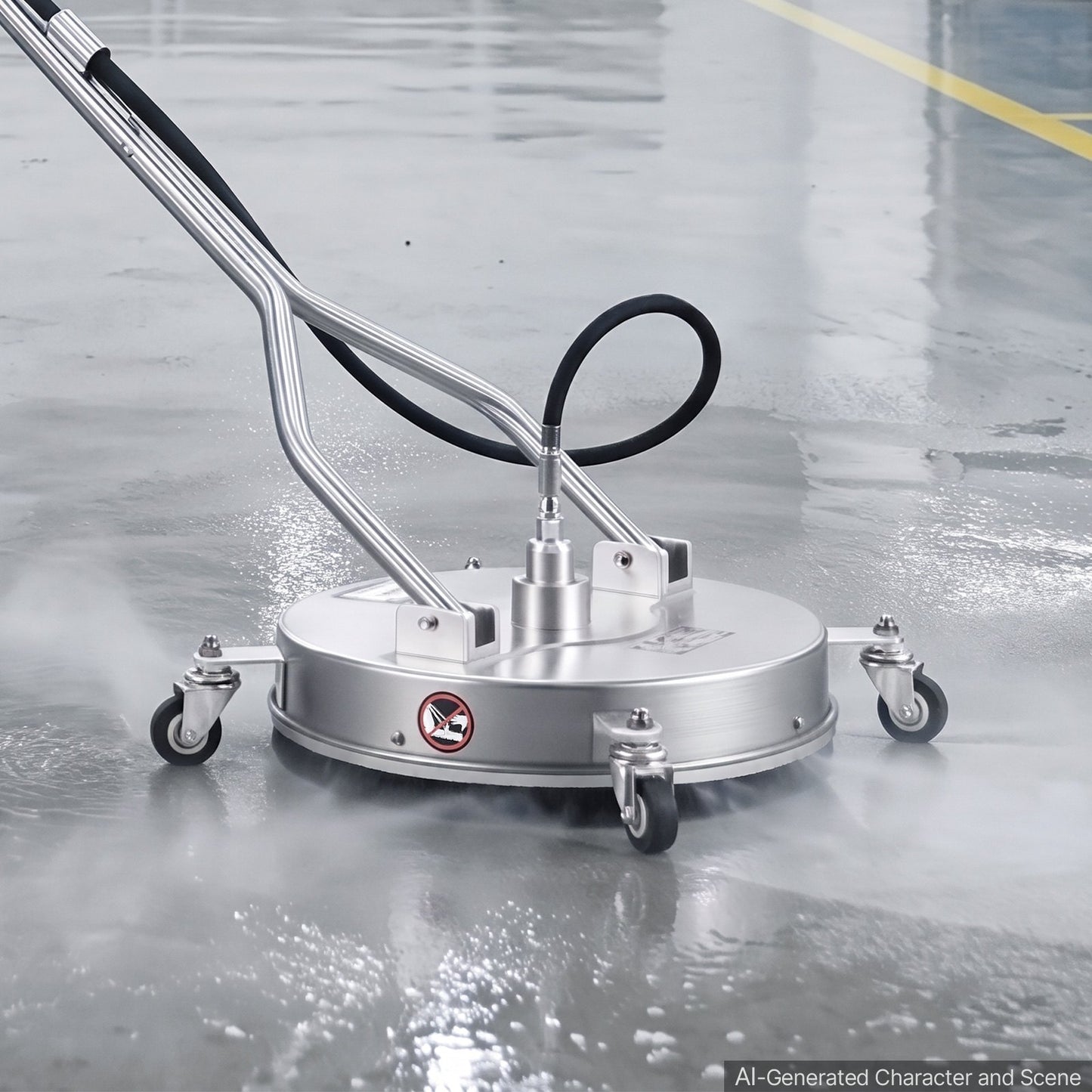 41.9 cm Pressure Washer Surface Cleaner with Wheels, Stainless Steel, Power Washer Attachment with Raised Handle for Concrete, Patio, Sidewalk, Deck, Driveway, 4000 Max PSI, 3/8 Quick Connector
