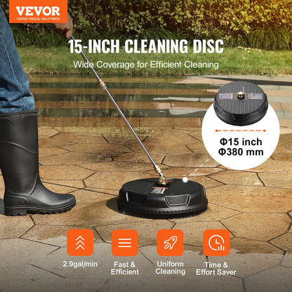 VEVOR Universal 15" Pressure Washer Surface Cleaner, Pressure Washer Attachment