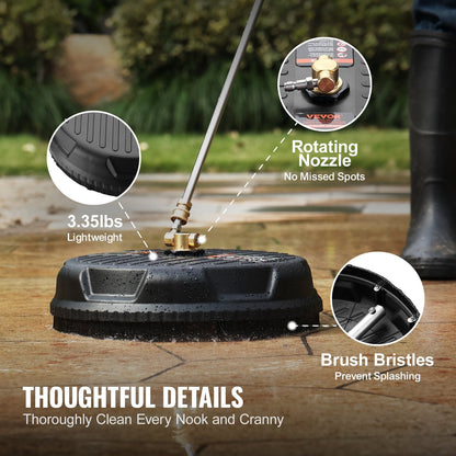 Universal 0.38 m Pressure Washer Surface Cleaner, 4000 PSI Attachment