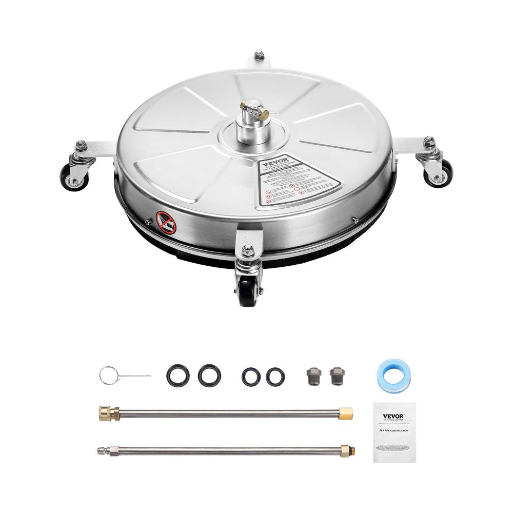 18" Pressure Washer Surface Cleaner 4 Wheels 4000 Max PSI 2 Extended Wands