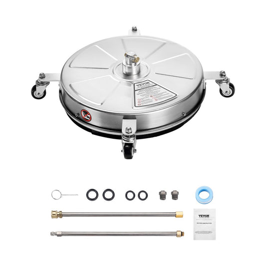 18" Pressure Washer Surface Cleaner 4 Wheels 4000 Max PSI 2 Extended Wands