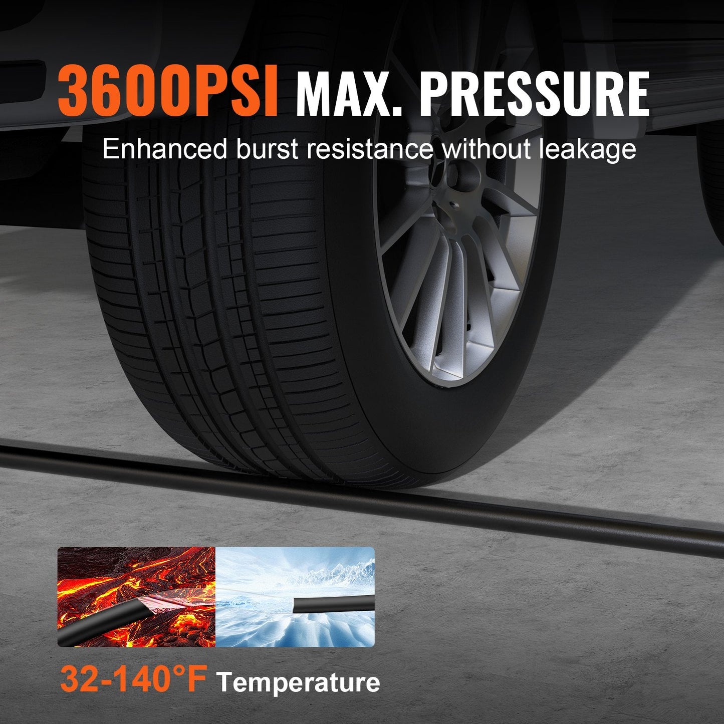 25m Kink-Free Pressure Washer Hose, 3600 PSI with M22-14mm Brass Connector