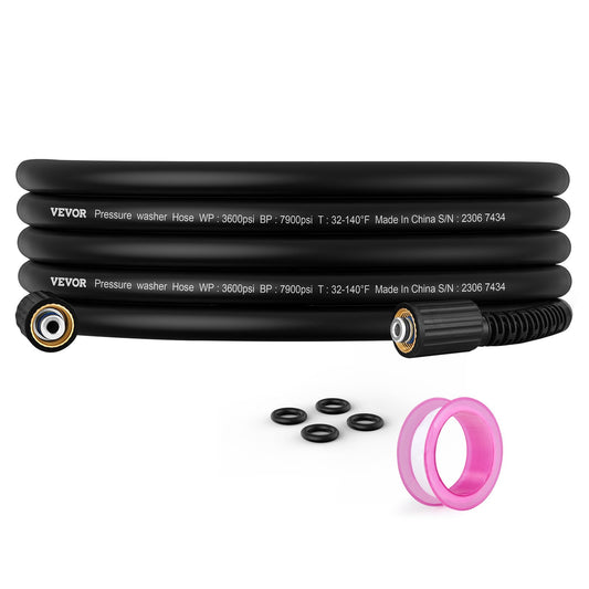 VEVOR Pressure Washer Hose, 25 FT, 1/4" Kink Free M22-14mm Brass Thread Replacement