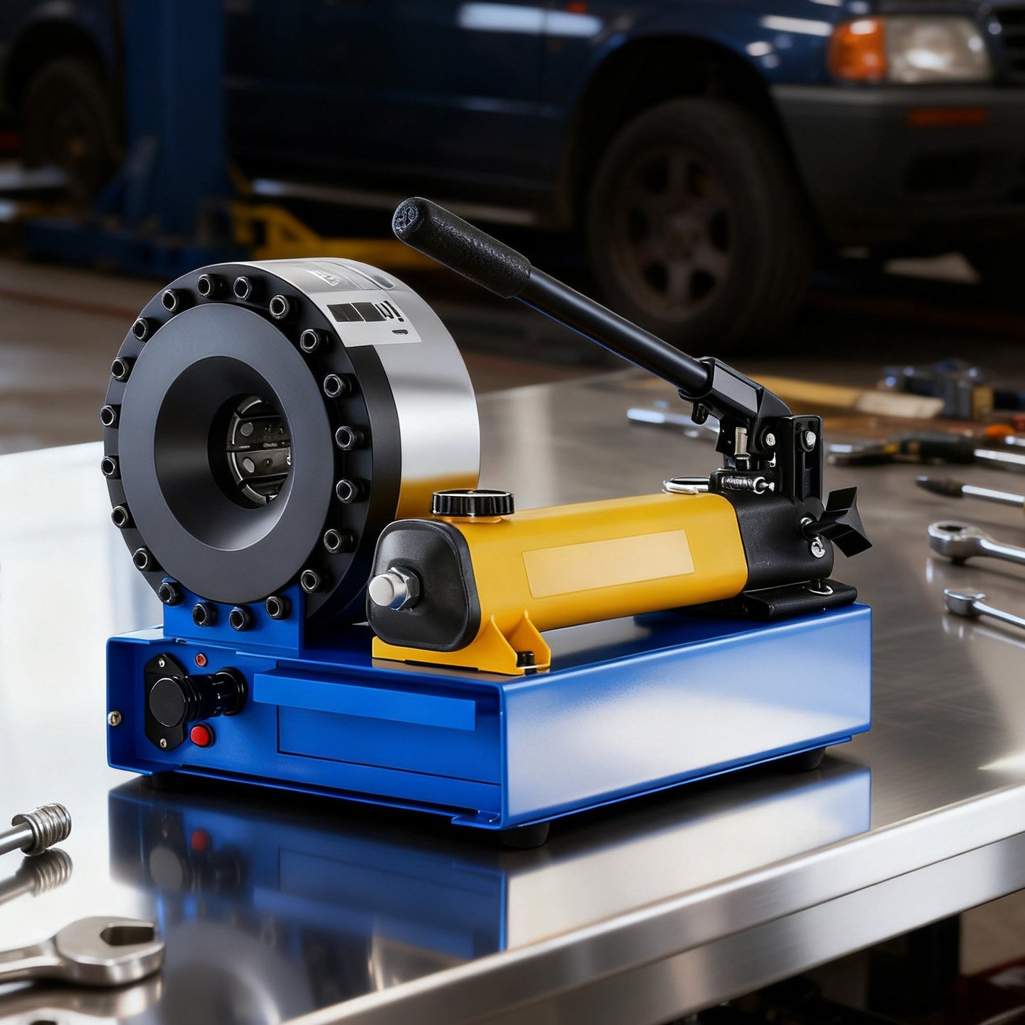 High Pressure Hydraulic Hose Crimper, Manual Hose Crimping Tool with 8 Dies & 6-28mm Crimping Range, Suitable for Low & High-Pressure Oil Pipes, Gas/Water/Auto AC Hoses & Cable Joints