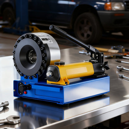 High Pressure Hydraulic Hose Crimper, Manual Hose Crimping Tool with 8 Dies & 6-28mm Crimping Range, Suitable for Low & High-Pressure Oil Pipes, Gas/Water/Auto AC Hoses & Cable Joints