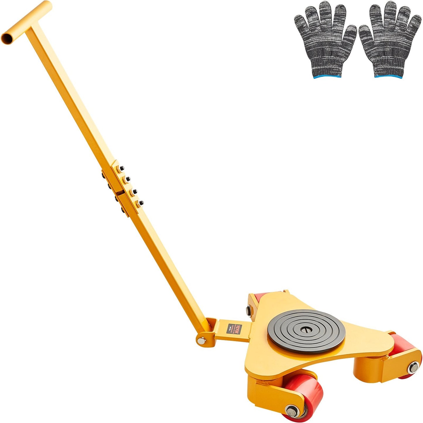 Heavy-Duty 3T Machinery Mover with Handle, Carbon Steel, 3 Swivel PU Wheels