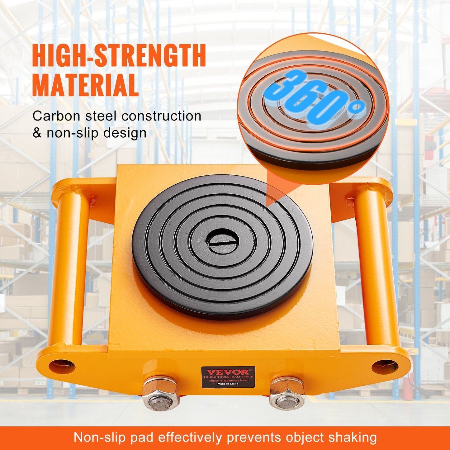 Heavy-Duty Carbon Steel Machinery Mover with 6T Load Capacity and 4 PU Wheels