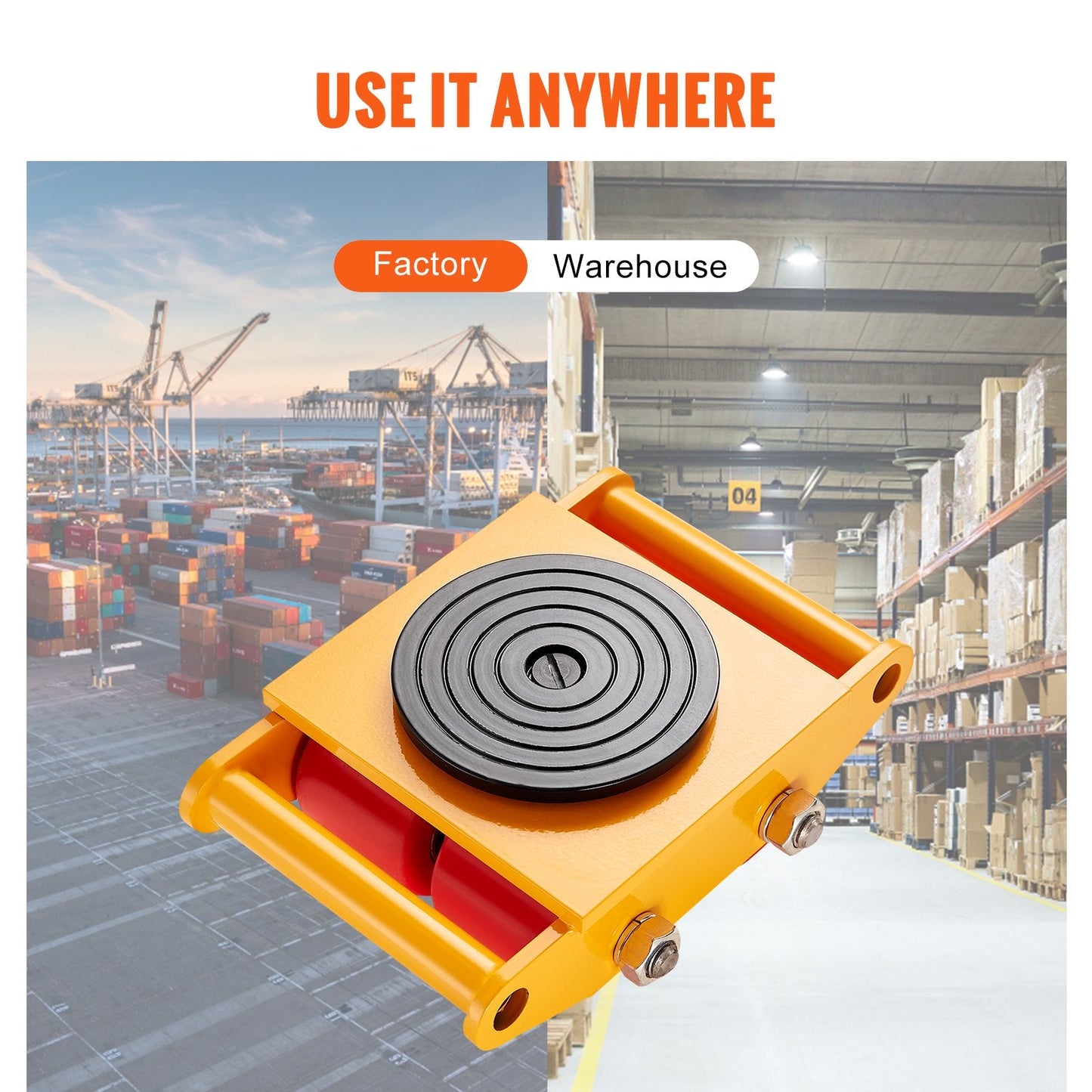 Heavy-Duty Carbon Steel Machinery Mover with 6T Load Capacity and 4 PU Wheels