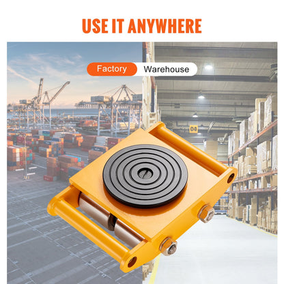 Heavy-Duty Machinery Skate Dolly Set with 4 Carbon Steel Wheels, 12T Capacity