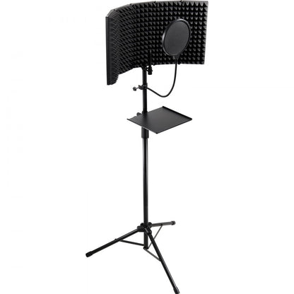VEVOR Microphone Isolation Shield 5-Panel with Pop Filter Floor Tripod Stand
