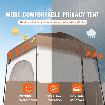 VEVOR Camping Shower Tent, 83" x 42" x 83" 2 Rooms Oversize Outdoor Portable Shelter,