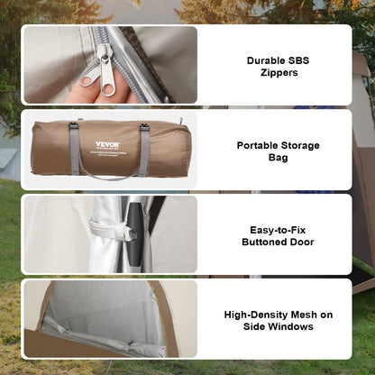 VEVOR Camping Shower Tent, 66" x 66" x 87" 1 Room Oversize Outdoor Portable Shelter,