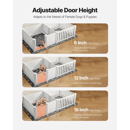Dog Whelping Pen Box Adjustable Door Height for Medium Dog 1.86x0.97x0.5 m