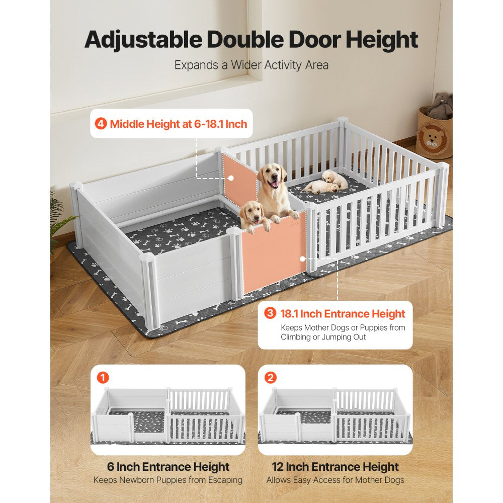 Dog Whelping Box 2370 x 1230 x 460 mm 2-Room Layout for Extra Large Dogs