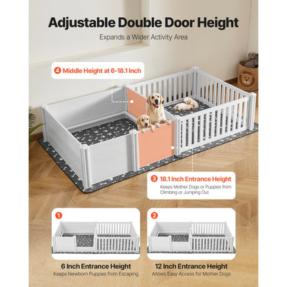 Dog Whelping Box 2370 x 1230 x 460 mm 2-Room Layout for Extra Large Dogs