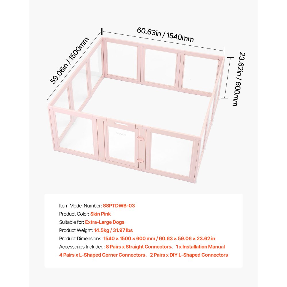 Whelping Pen Box for X-Large Dogs with Window Transparent 1.54x1.5x0.6 m