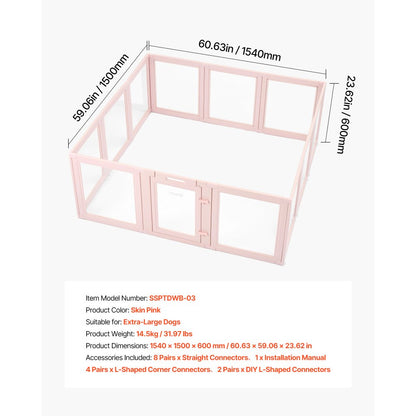 Whelping Pen Box for X-Large Dogs with Window Transparent 1.54x1.5x0.6 m