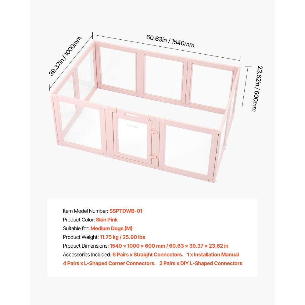 Dog Whelping Pen Box with Window Transparent for Medium Dogs 1.54x1x0.6 m