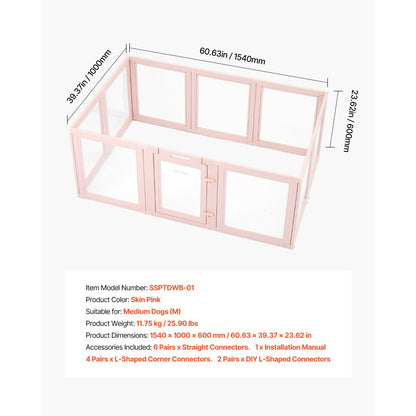 Dog Whelping Pen Box with Window Transparent for Medium Dogs 1.54x1x0.6 m