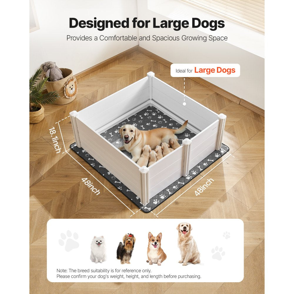 VEVOR Dog Whelping Box 1220 x 1220 x 460 mm Door Height Adjustable for Large Dog
