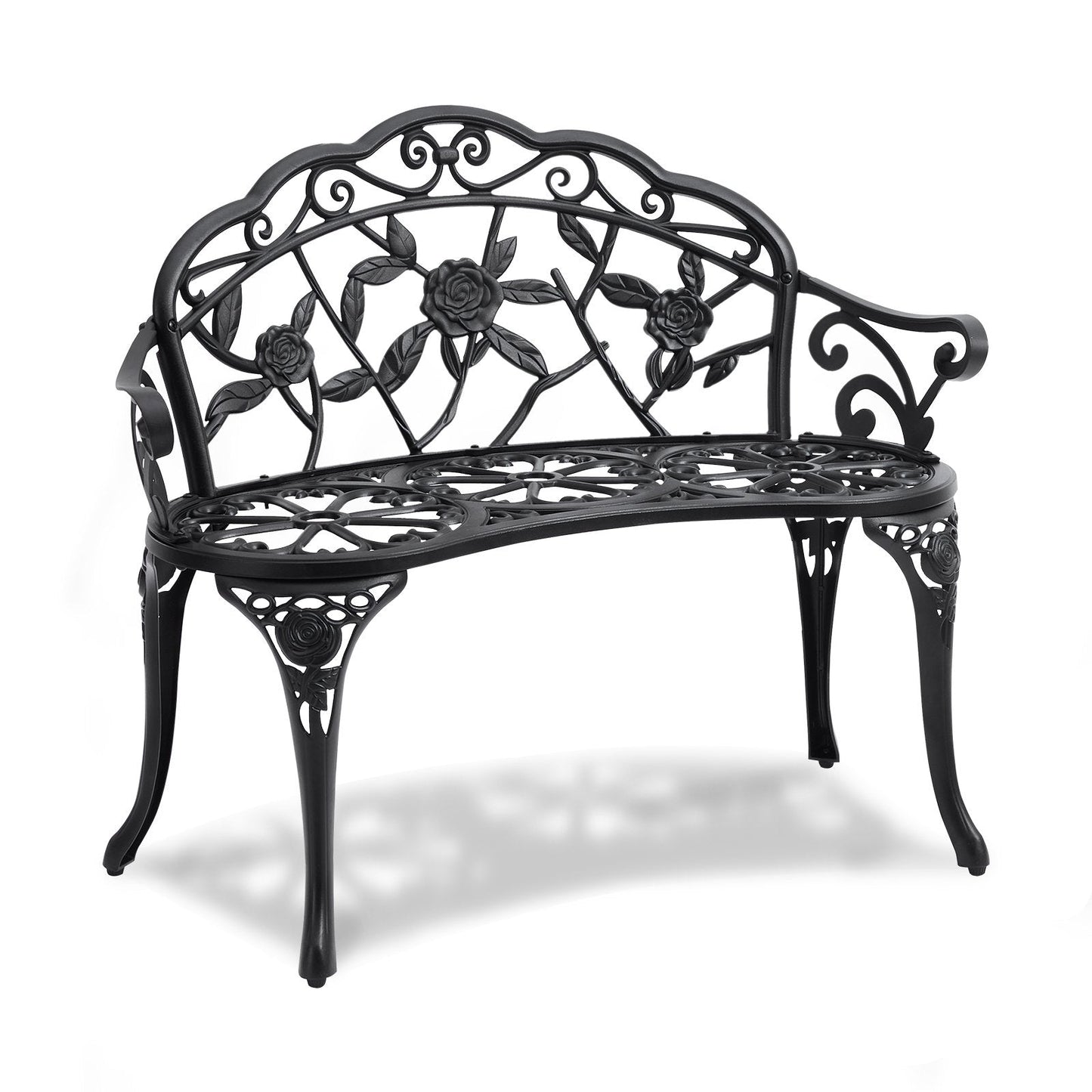 Durable Metal Garden Bench with Backrest, 98.5 cm, 218 kg Capacity