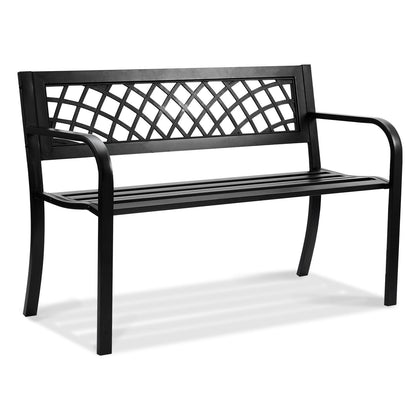 Outdoor Metal Garden Bench, 117 cm, 218 kg Capacity, with Backrest & Armrests