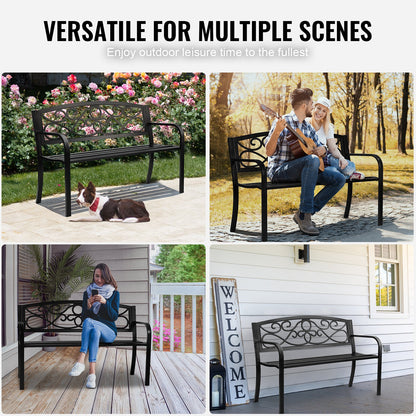 VEVOR Outdoor Bench, 50 inches Metal Garden Bench for Outdoors, 550 lbs Load Capacity