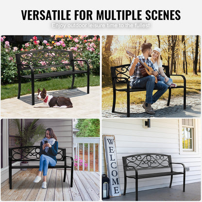 Durable 1.27m Metal Garden Bench with 250kg Load Capacity for Outdoor Spaces