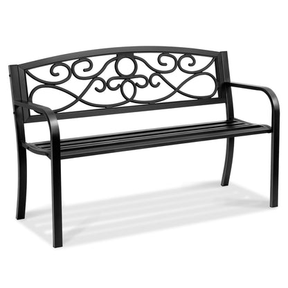 Durable 1.27m Metal Garden Bench with 250kg Load Capacity for Outdoor Spaces