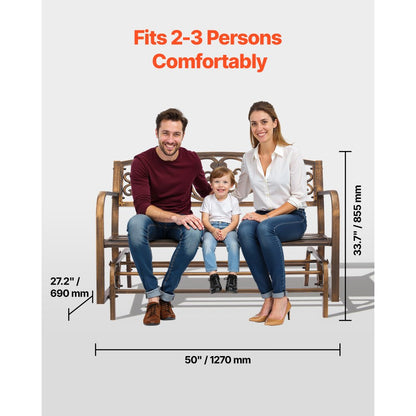 Outdoor Bench Patio Bench Glider 127 cm Metal Frame Cast Iron Backrest