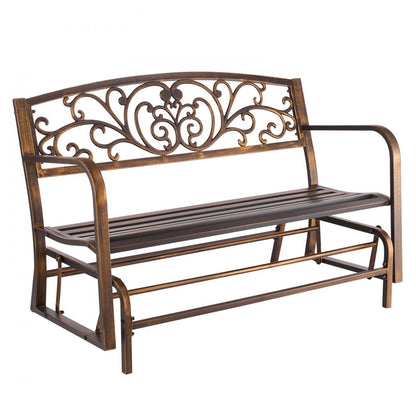 Outdoor Bench Patio Bench Glider 127 cm Metal Frame Cast Iron Backrest