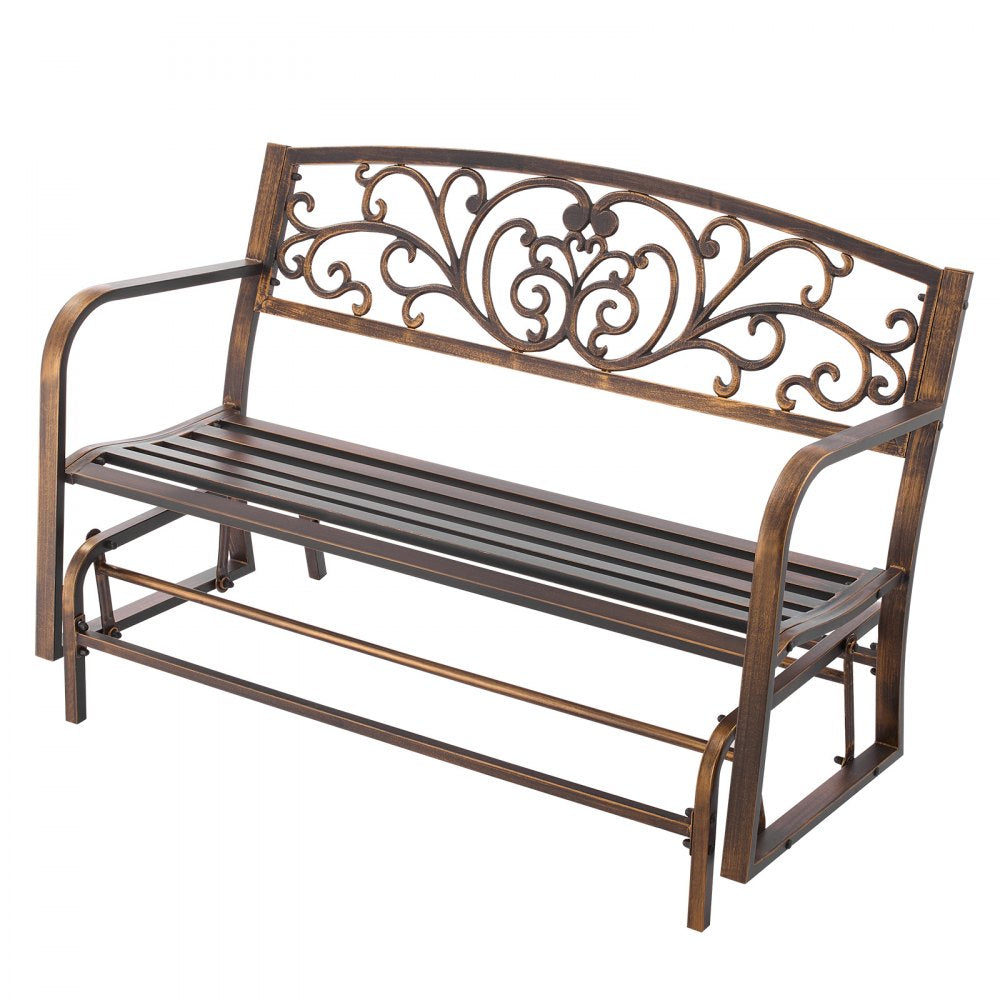 Outdoor Bench Patio Bench Glider 127 cm Metal Frame Cast Iron Backrest