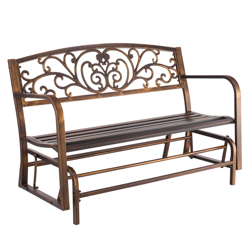 Outdoor Bench Patio Bench Glider 127 cm Metal Frame Cast Iron Backrest