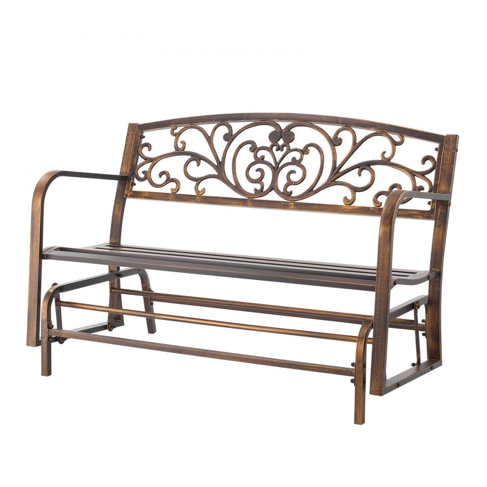 Outdoor Bench Patio Bench Glider 127 cm Metal Frame Cast Iron Backrest