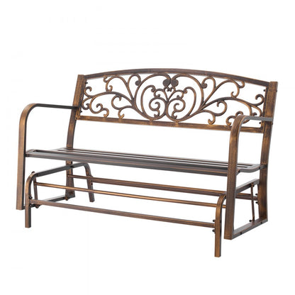 Outdoor Bench Patio Bench Glider 127 cm Metal Frame Cast Iron Backrest