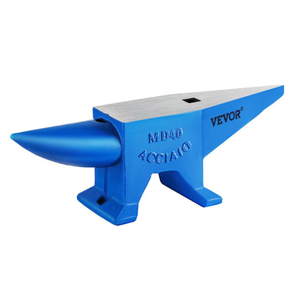 Heavy-Duty Single Horn Anvil, 40 kg, with Hardy Hole for Metalworking