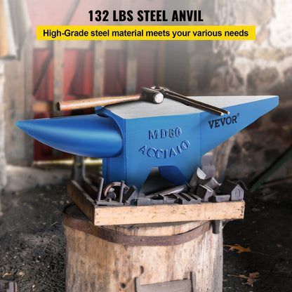 Single Horn 60kg Cast Steel Anvil for Blacksmithing and Metalwork