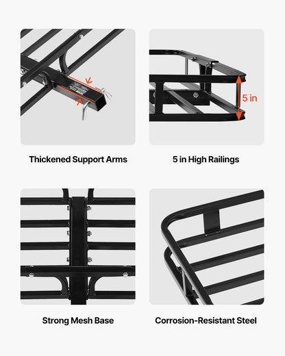 53" x 19" x 5", Hitch Cargo Carrier, 500 lbs Capacity Hitch Cargo Carrier with Hitch Stabilizer & Ratchet Straps, Hitch Mount Cargo Carrier with Cargo Net with Hook, Fit for SUVs