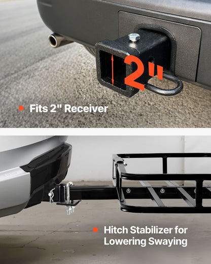53" x 19" x 5", Hitch Cargo Carrier, 500 lbs Capacity Hitch Cargo Carrier with Hitch Stabilizer & Ratchet Straps, Hitch Mount Cargo Carrier with Cargo Net with Hook, Fit for SUVs
